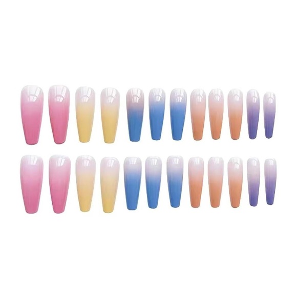 24 Pcs Rainbow Ombré Press on Nails, False Nails - Picture 1 of 3